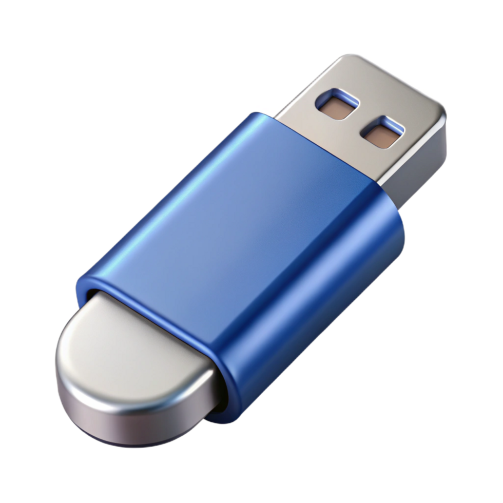 vibrant playful classic USB flash drive with metal casing NO BACKGROUND with Transparent Background. premium png