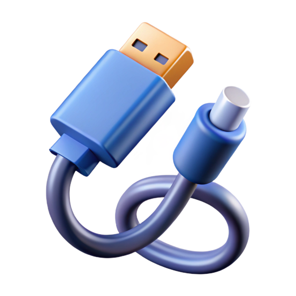 fascinante calma abstrato dados cabo com usb-c conector não fundo com transparente fundo. Alto resolução png