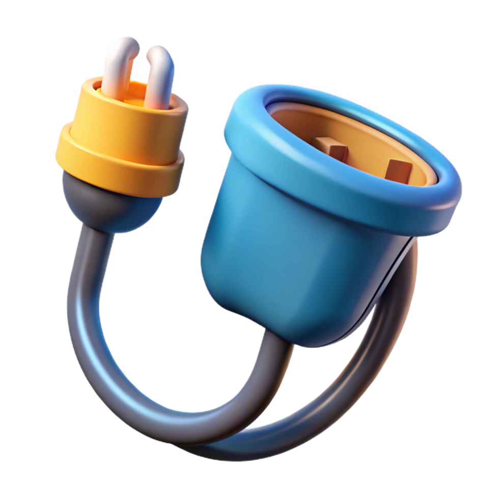 joyful dazzling Electric car charging cable NO BACKGROUND with Transparent Background. precision png