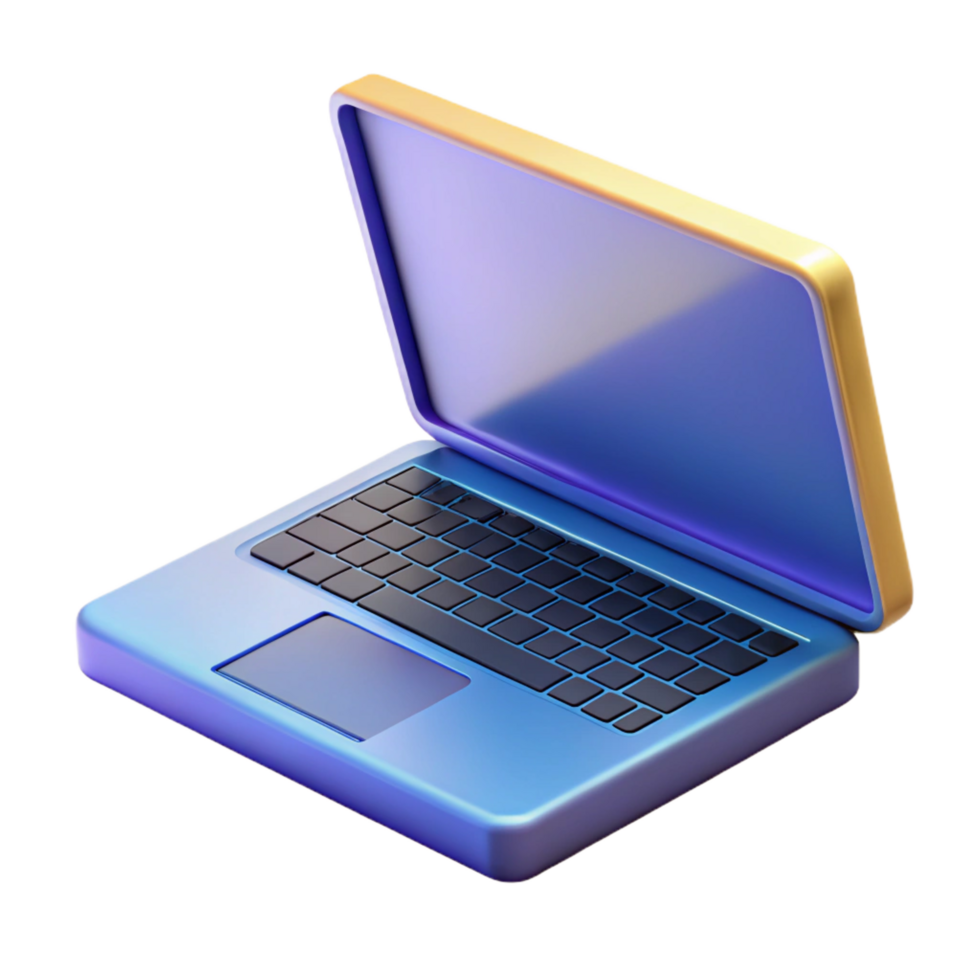 striking unforgettable Laptop computer with open lid NO BACKGROUND with Transparent Background. png