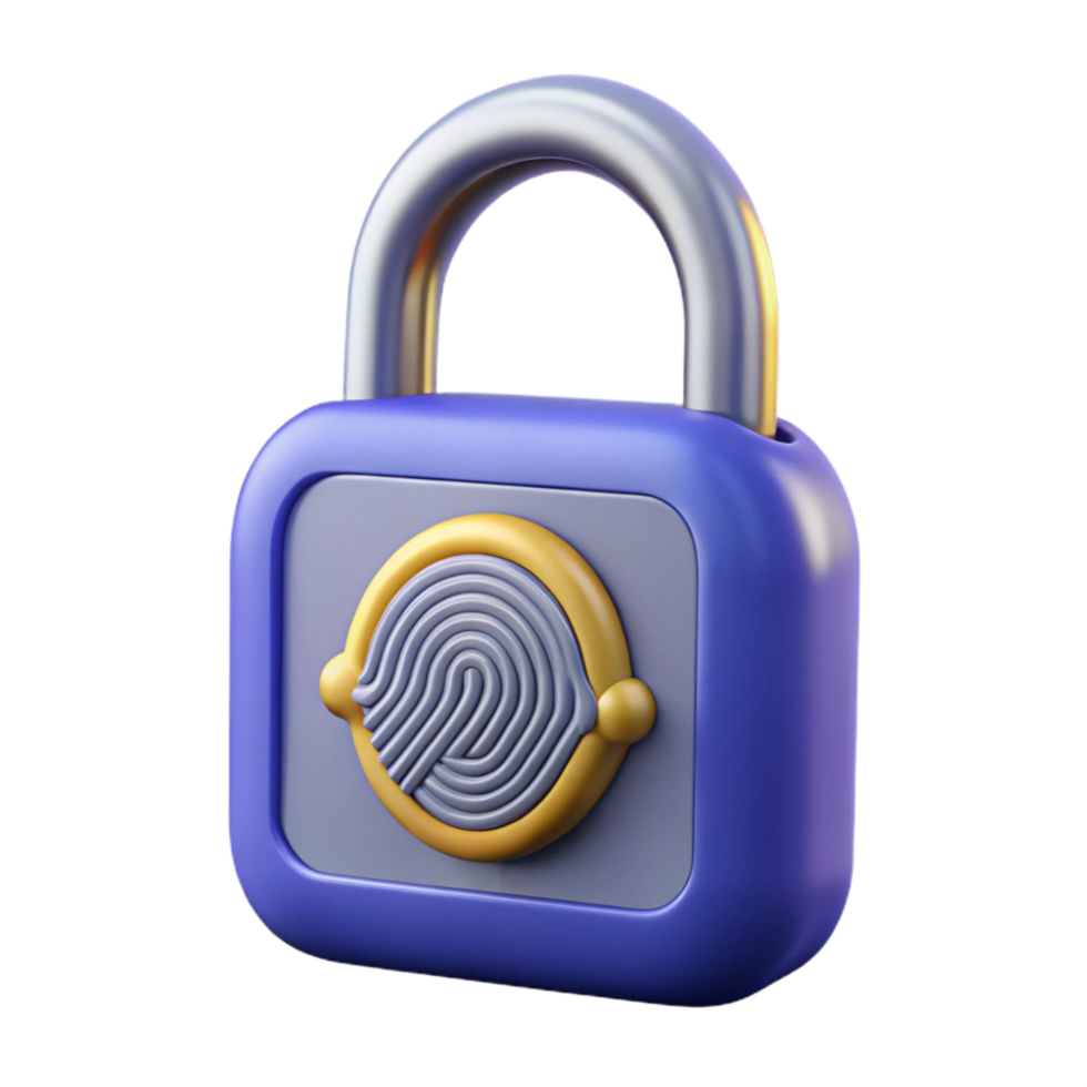 serene melancholic surreal Biometric lock NO BACKGROUND with Transparent Background. studio quality png