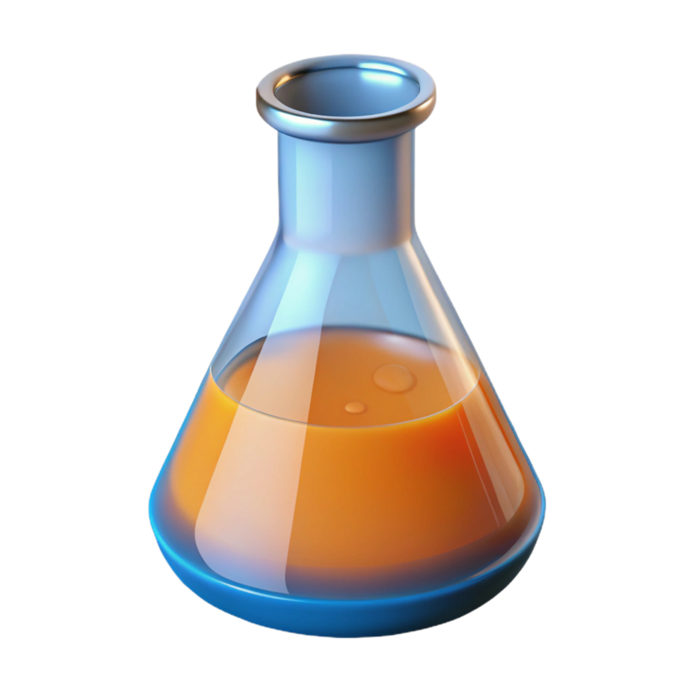 inspired modern Laboratory beaker with liquid NO BACKGROUND with Transparent Background. impeccable png