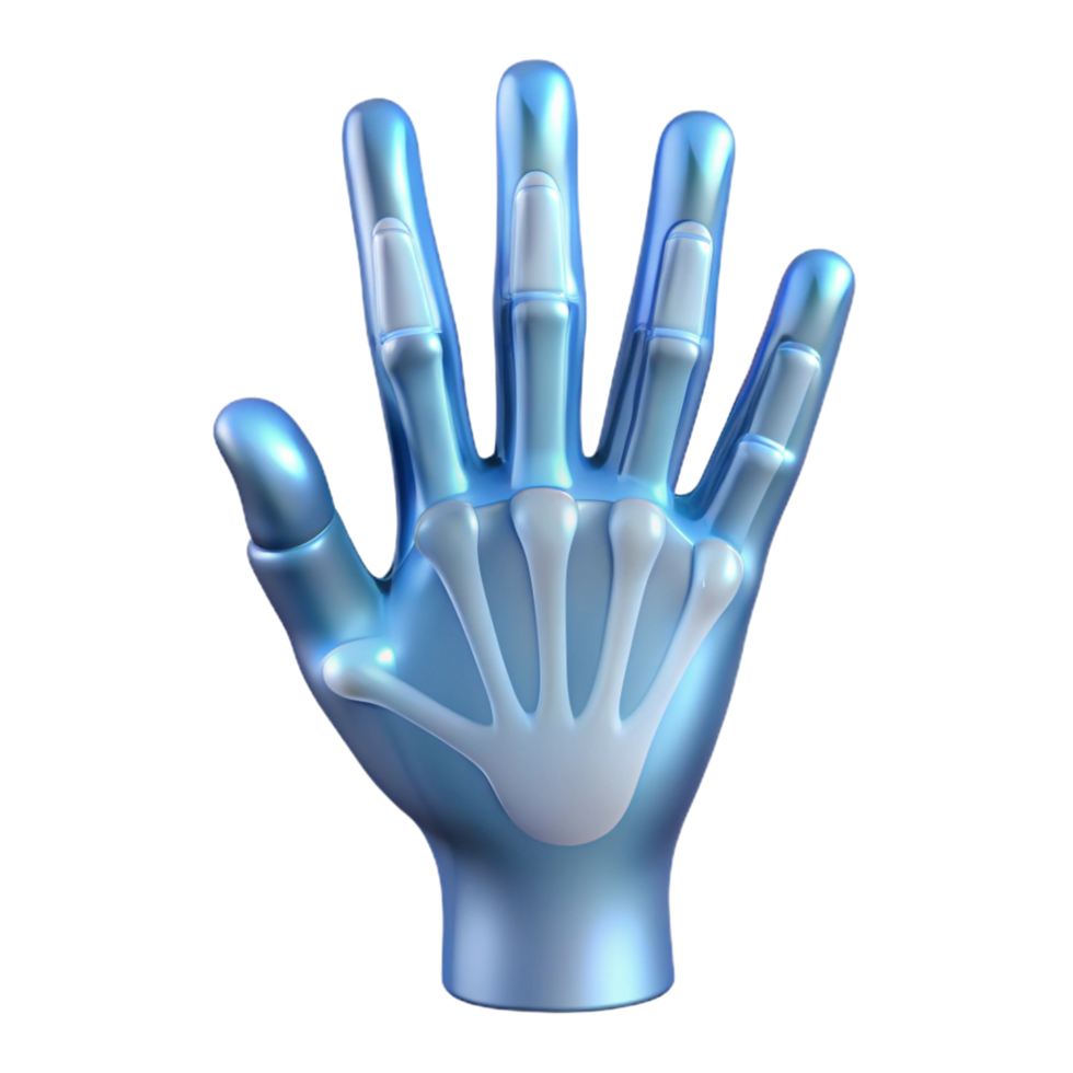 stunning quintessential X-ray image of a human hand NO BACKGROUND with Transparent Background. png