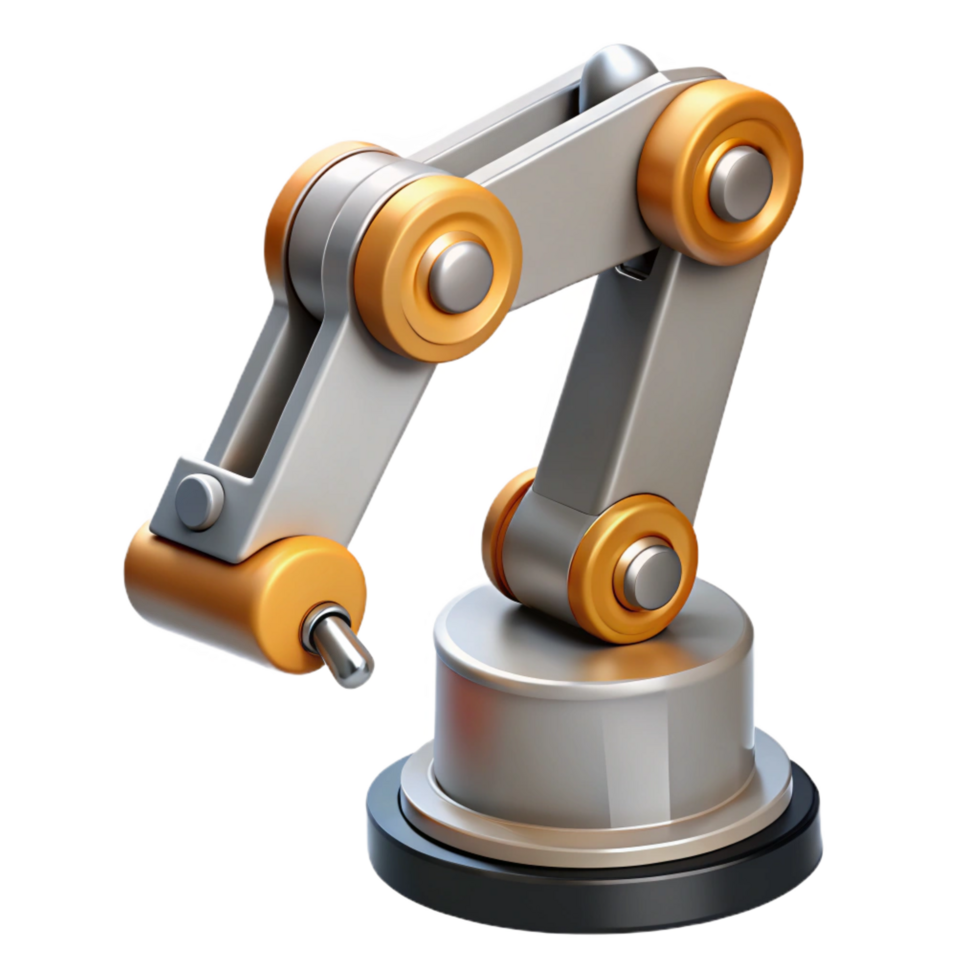 intense stunning Robot arm with gripper NO BACKGROUND with Transparent Background. studio quality png