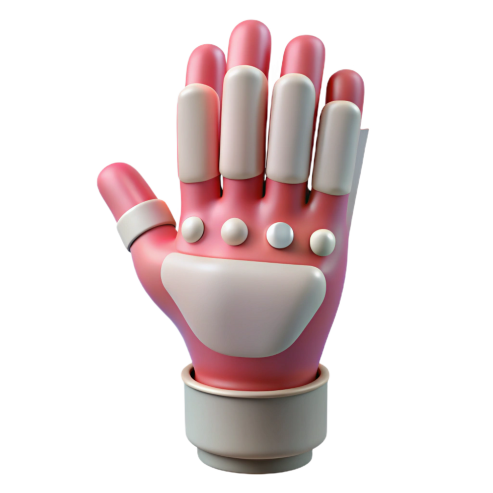 picturesque playful vintage 3D printed prosthetic hand NO BACKGROUND with Transparent Background. 4K png