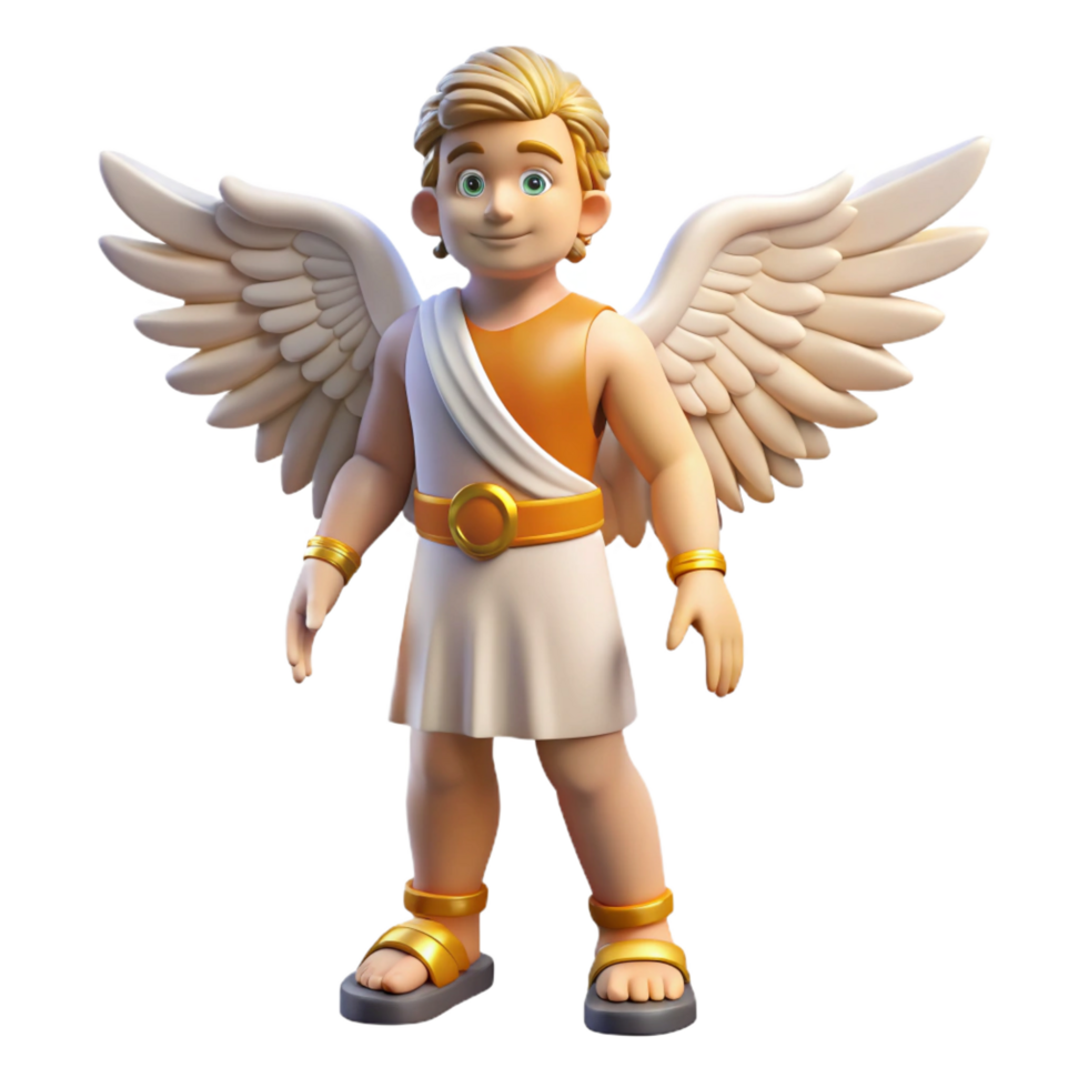 unforgettable renaissance Hermes, Messenger God, with winged sandals, NO BACKGROUND with Transparent Background. refined png