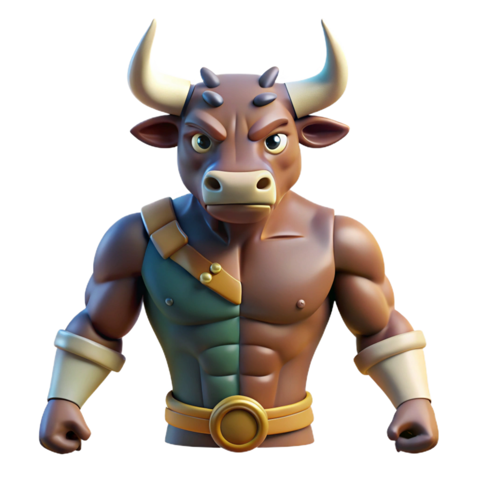 unforgettable artistic Minotaur, half-man, half-bull, NO BACKGROUND with Transparent Background. original png
