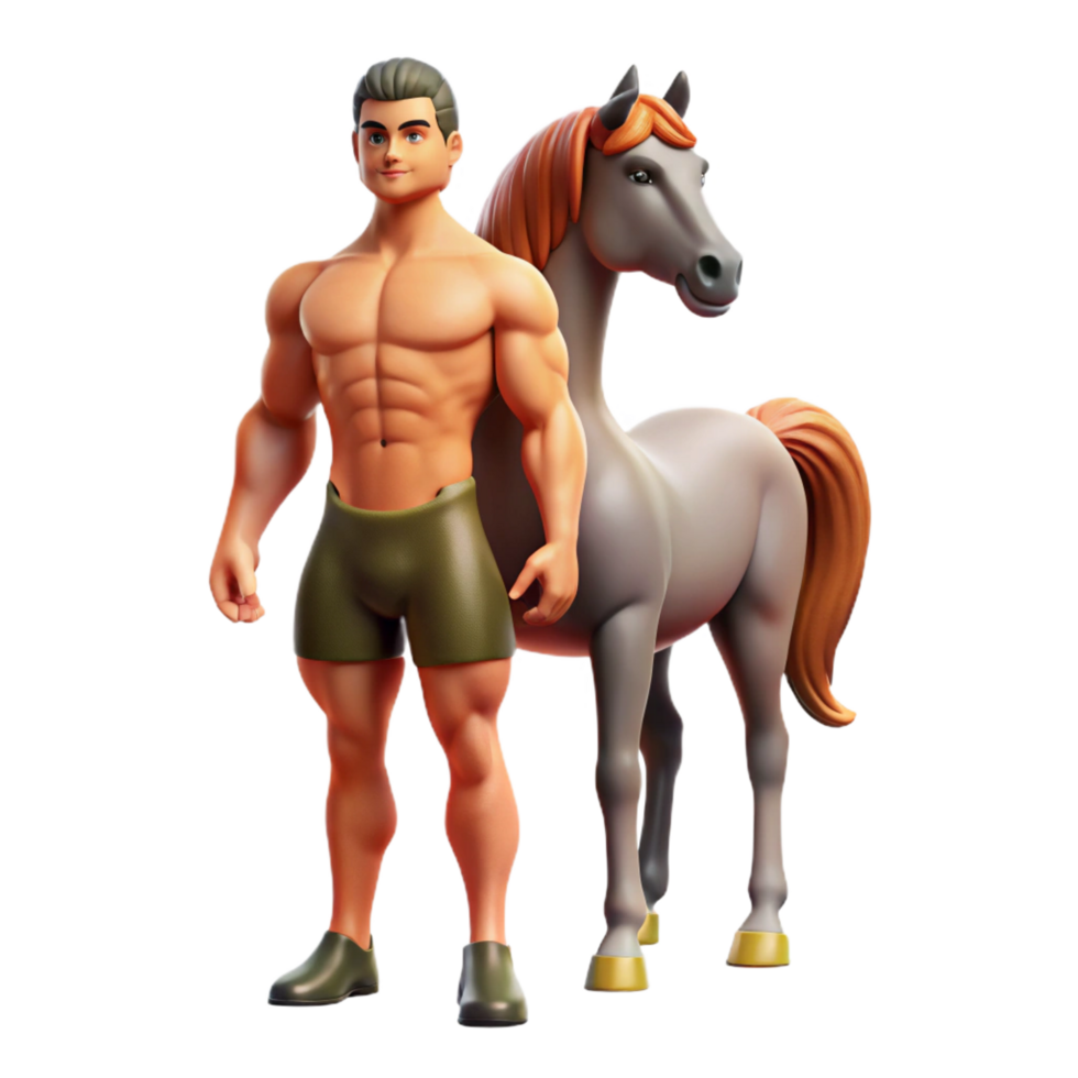 hypnotic dreamy impressionist Centaur, half-man, half-horse, NO BACKGROUND with Transparent Background. fine detail png