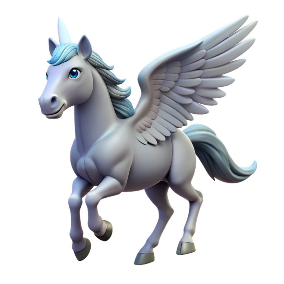 unforgettable urban Pegasus, winged horse, isolated, NO BACKGROUND with Transparent Background. 8K png