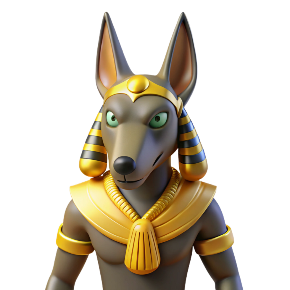 stunning sought-after Anubis, Egyptian god of the dead, jackal-headed, NO BACKGROUND with Transparent Background. png