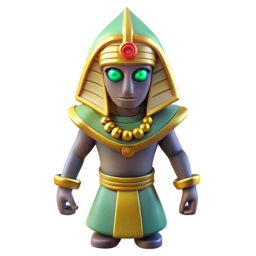 serene art deco Osiris, Egyptian god of the underworld, NO BACKGROUND with Transparent Background. artisan png