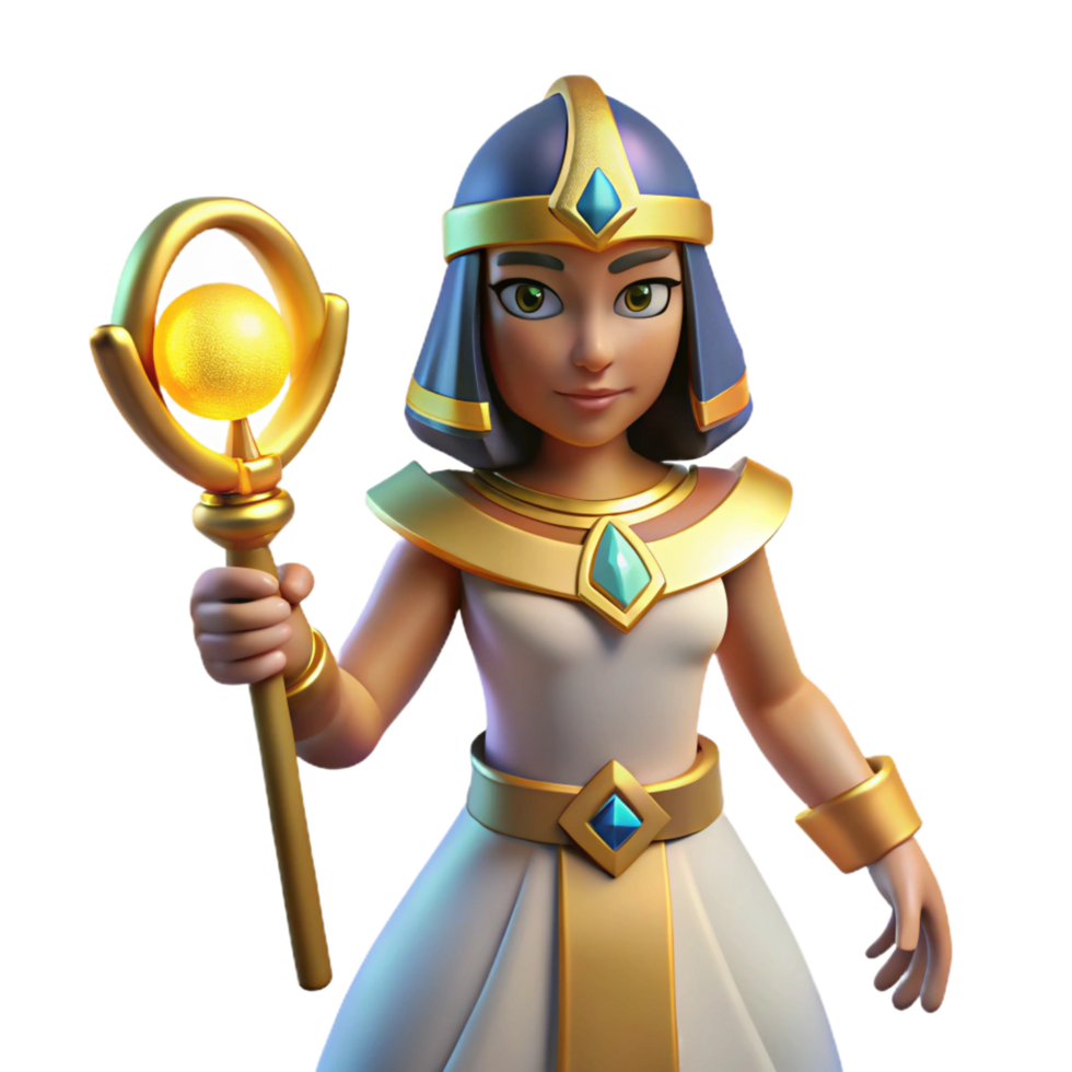 immaculate dreamy artistic Isis, Egyptian goddess of magic, NO BACKGROUND with Transparent Background. high resolution png
