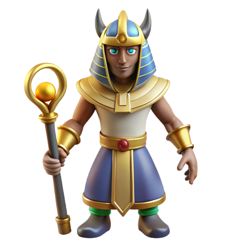 spectacular bold renaissance Osiris, Egyptian god of the underworld, NO BACKGROUND with Transparent Background. expertly shot png