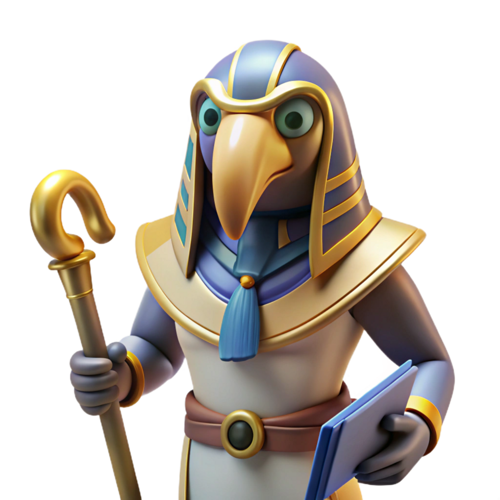 playful alluring Thoth, Egyptian god of writing, ibis-headed, NO BACKGROUND with Transparent Background. genuine png