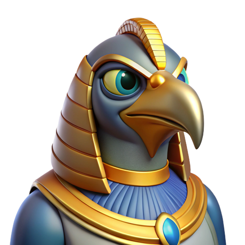 sumptuous gothic Horus, Egyptian god of the sky, falcon-headed, NO BACKGROUND with Transparent Background. authentic png