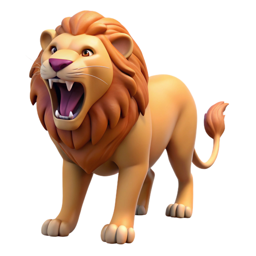 sumptuous romantic retro Lion roaring with open mouth NO BACKGROUND with Transparent Background. genuine png