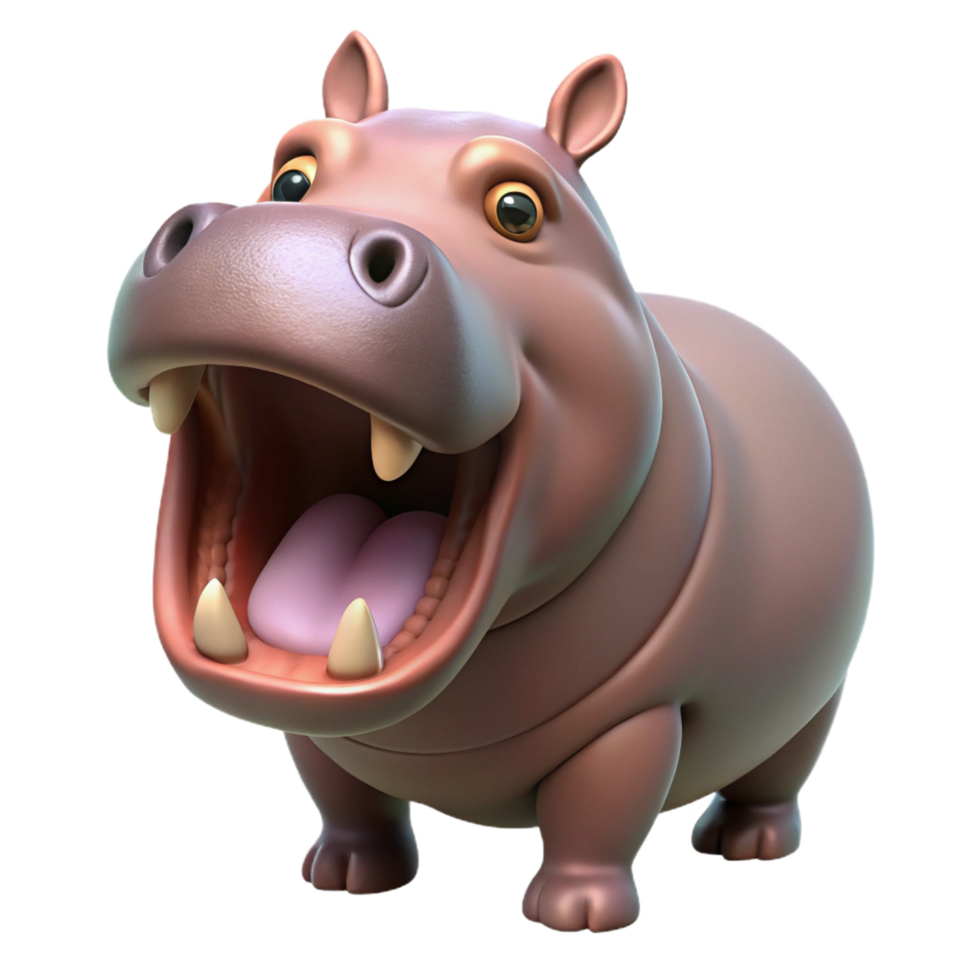 unparalleled artistic Hippopotamus opening its mouth NO BACKGROUND with Transparent Background. studio quality png