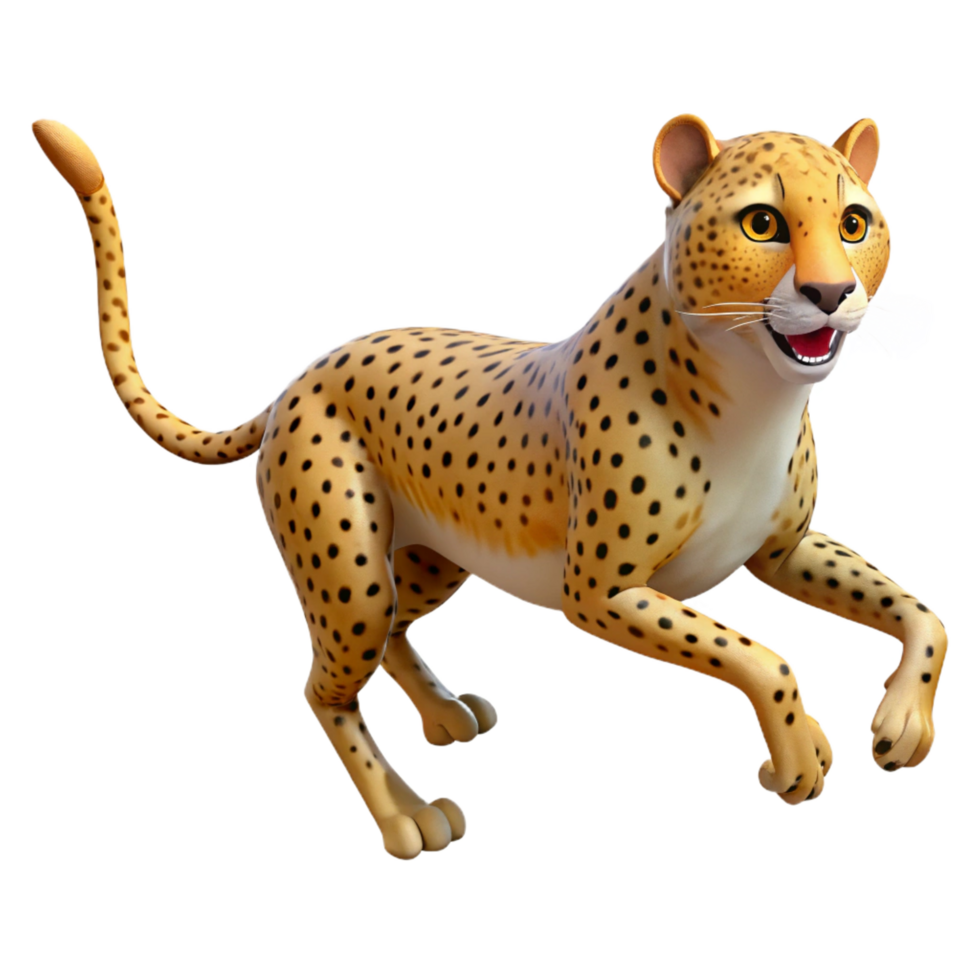 wonderful memorable Cheetah running at full speed NO BACKGROUND with Transparent Background. png