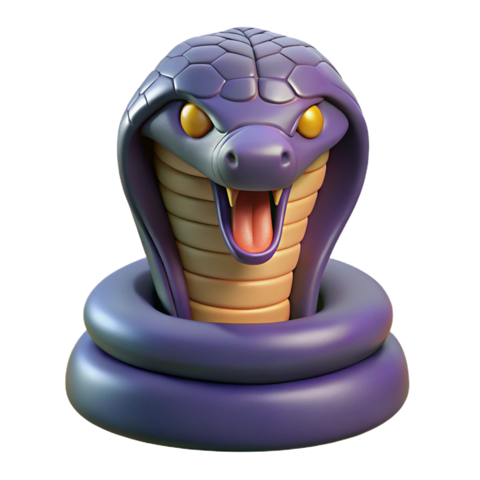 peaceful majestic King cobra with hood flared NO BACKGROUND with Transparent Background. elite png