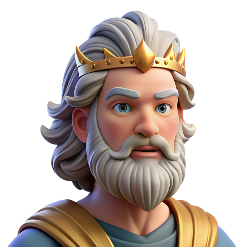 romantic spectacular Zeus, King of the Gods, realistic portrait, NO BACKGROUND with Transparent Background. impeccable png