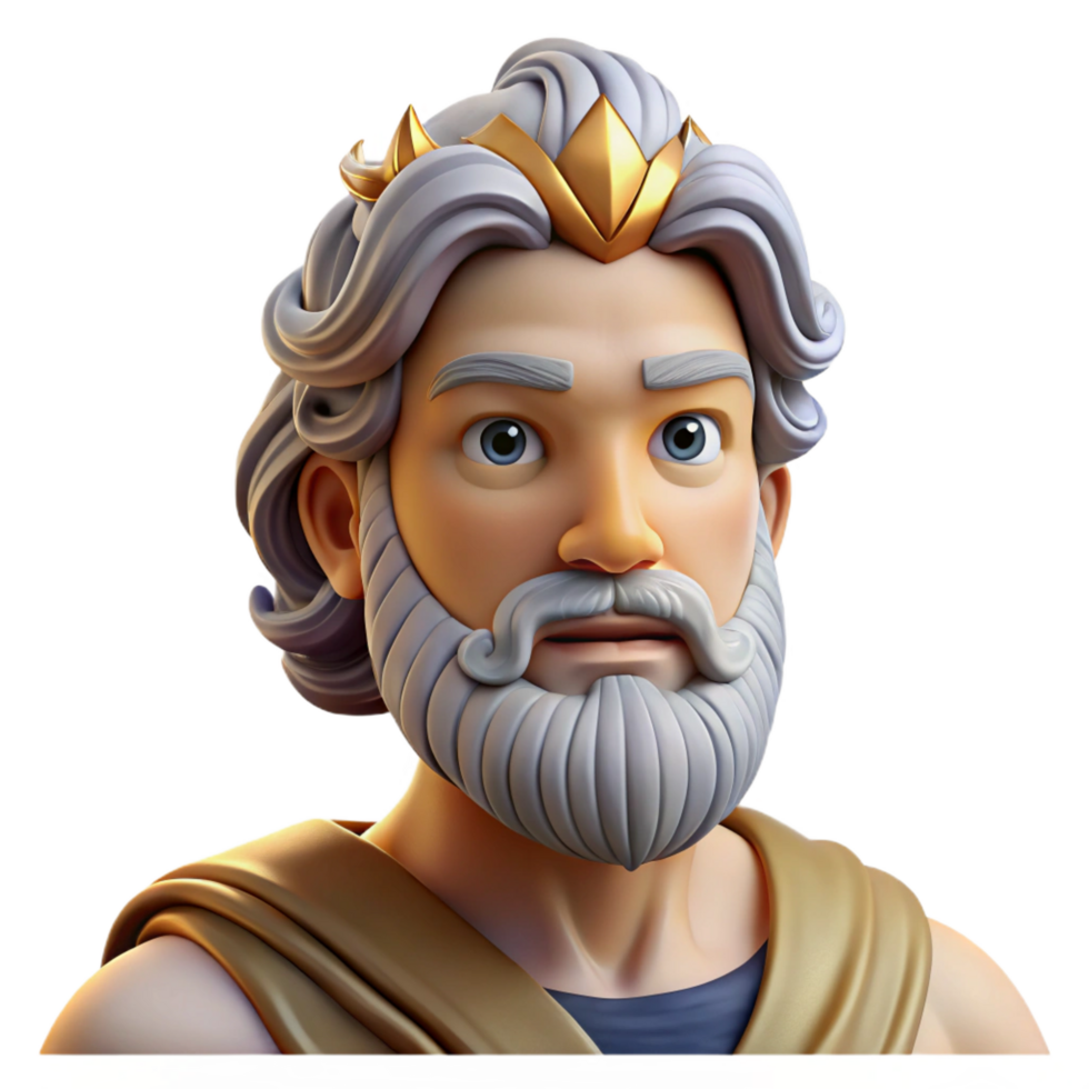 spectacular urban Zeus, King of the Gods, realistic portrait, NO BACKGROUND with Transparent Background. genuine png