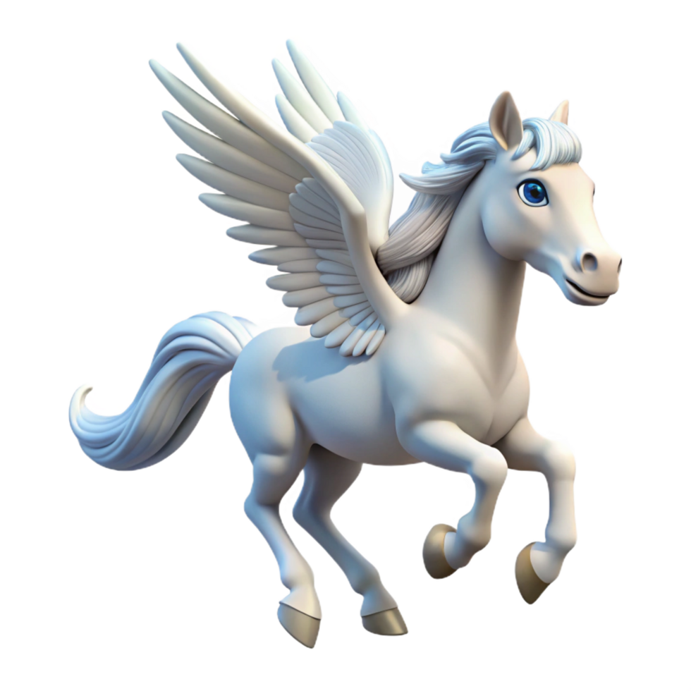 rare vintage Pegasus, winged horse, white, NO BACKGROUND with Transparent Background. impeccable png
