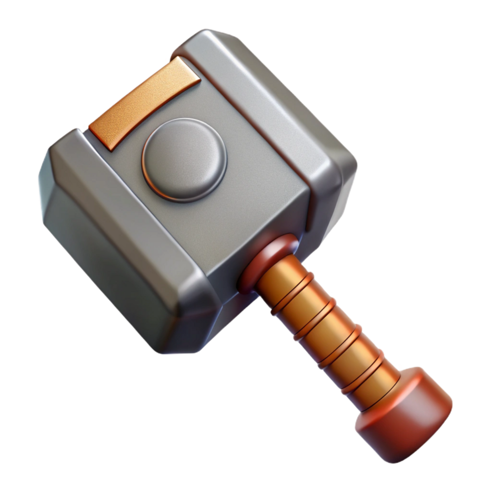 vibrant exemplary Thor's Hammer, Mjolnir, Norse mythology, NO BACKGROUND with Transparent Background. png