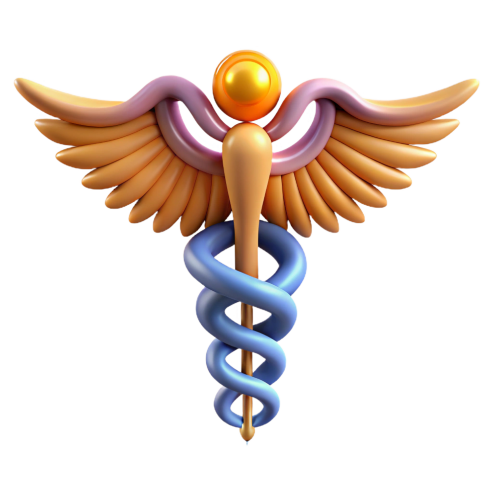 sumptuous distinguished Caduceus, Hermes' staff, medical symbol, NO BACKGROUND with Transparent Background. png