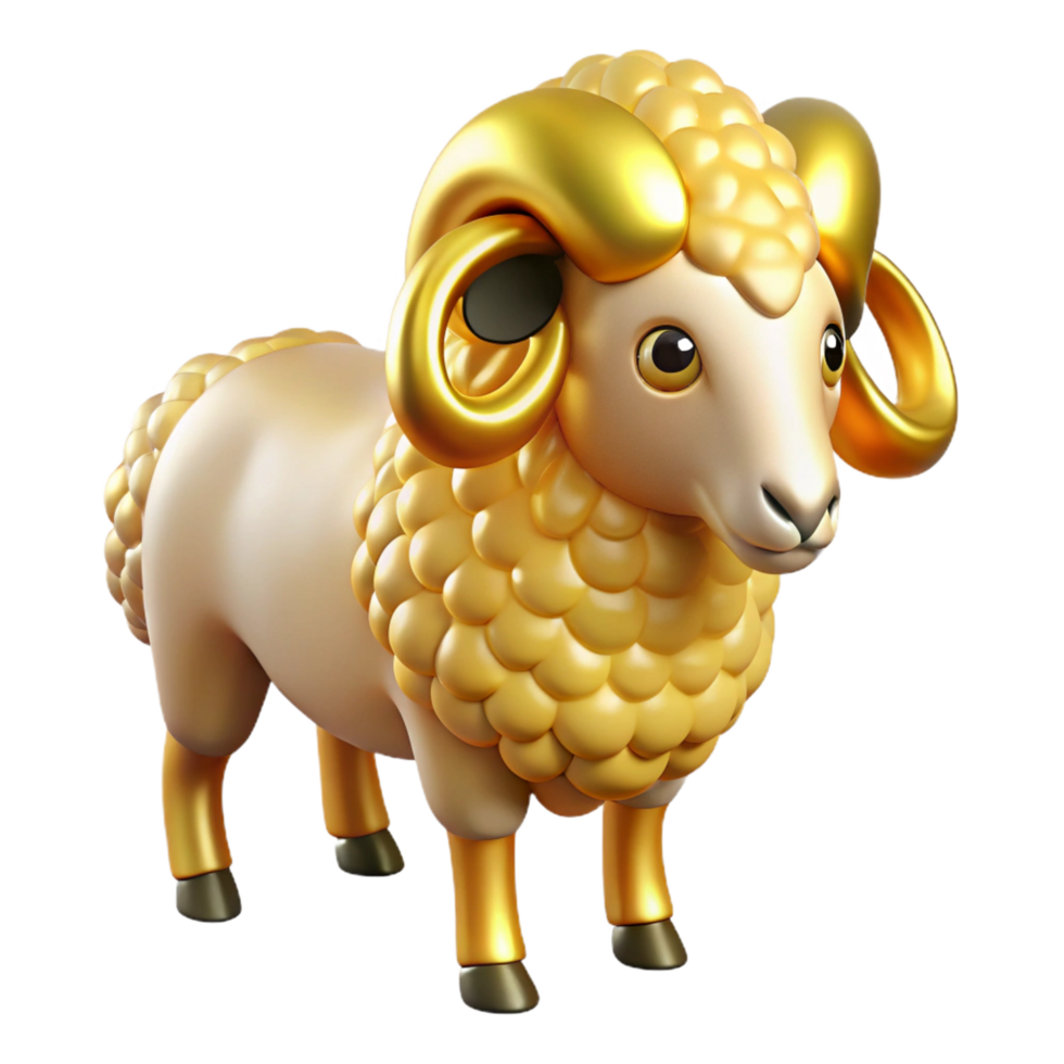 magnificent mysterious mid-century Golden Fleece, Greek mythology, ram's fleece, NO BACKGROUND with Transparent Background. handcrafted png