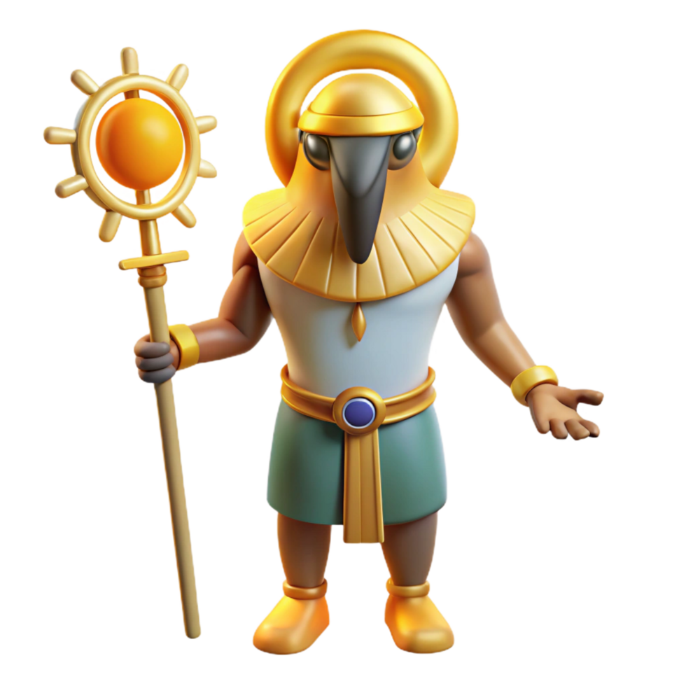 hypnotic dramatic nordic Ra, Egyptian sun god, falcon-headed, NO BACKGROUND with Transparent Background. original png