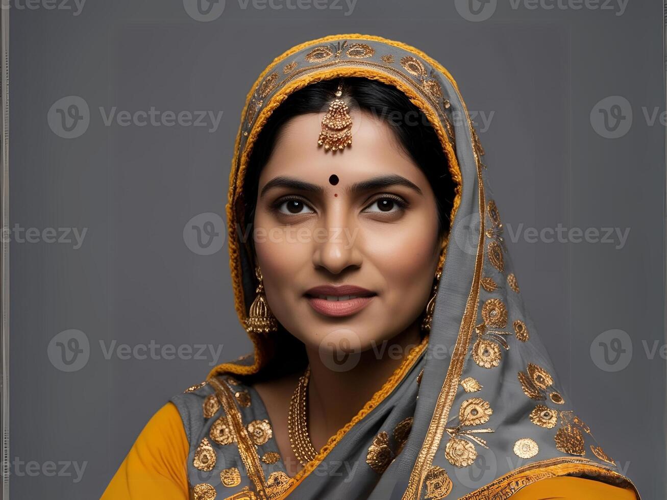 portrait of an indian beautiful woman profile Traditional Saree Bindi jewelry Ethnic Beauty Beauty model girl photo