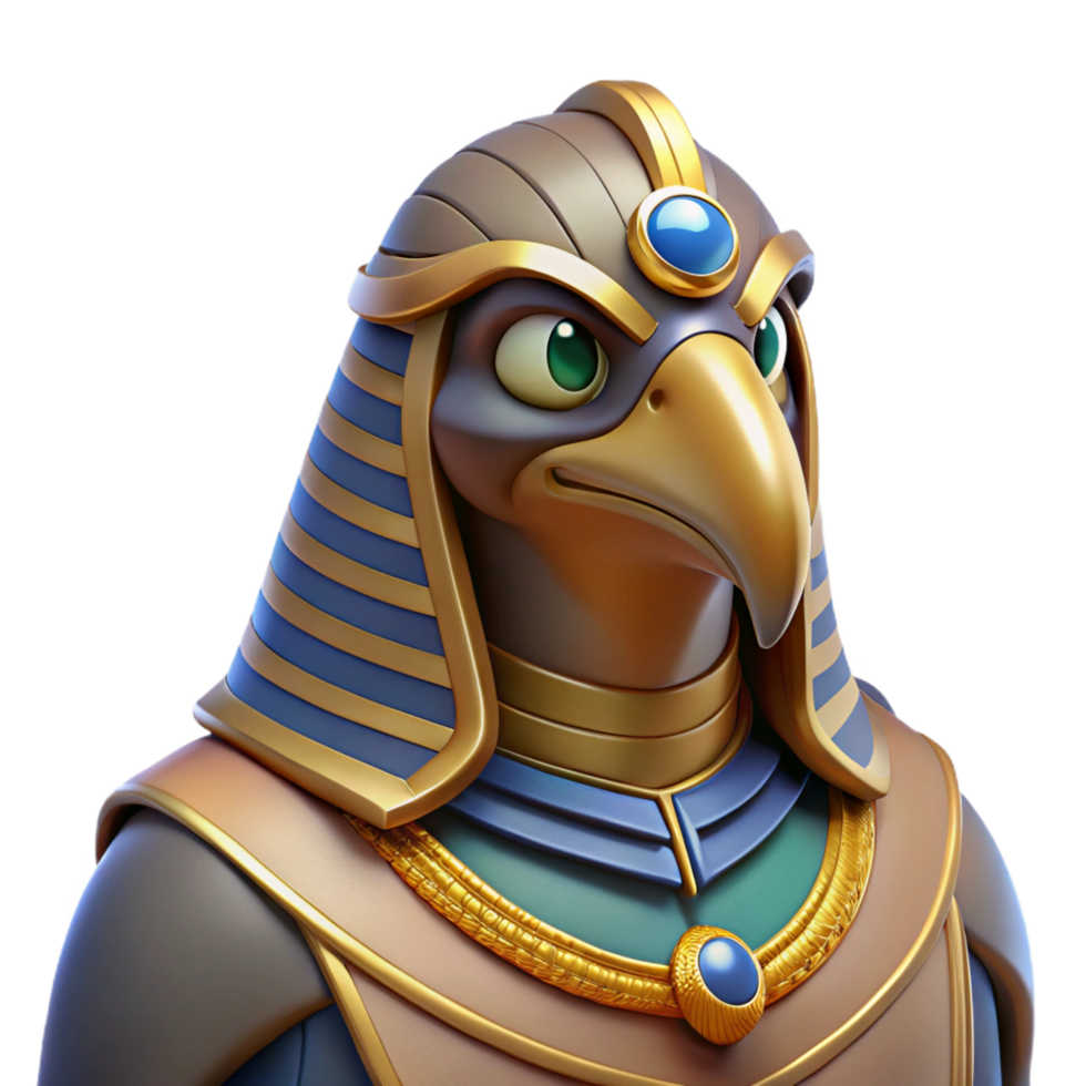 wonderful minimalist Horus, Egyptian god of the sky, falcon-headed, NO BACKGROUND with Transparent Background. handcrafted png