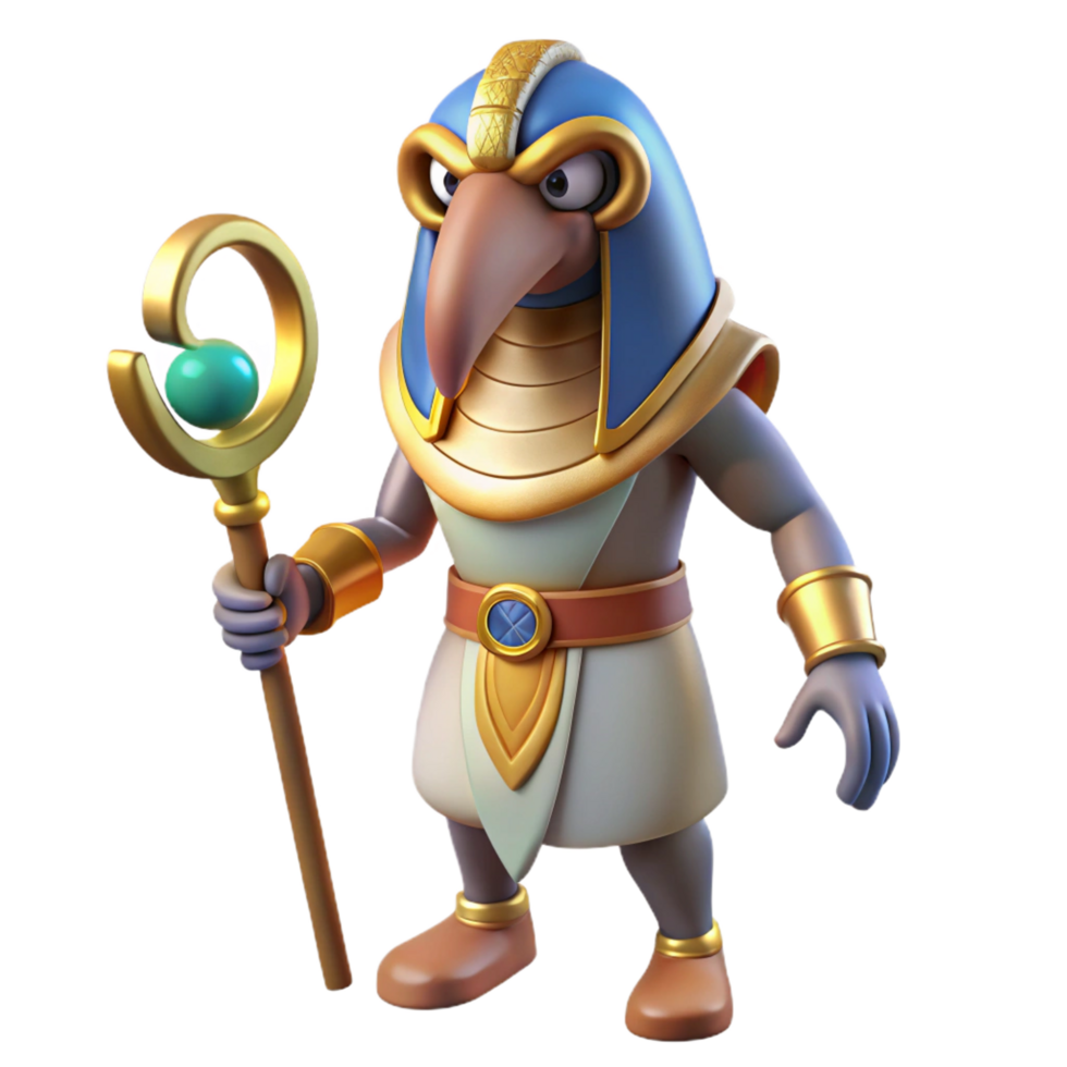 radiant modern Thoth, Egyptian god of writing, ibis-headed, NO BACKGROUND with Transparent Background. original png