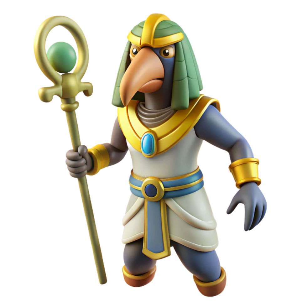 spectacular playful coastal Thoth, Egyptian god of writing, ibis-headed, NO BACKGROUND with Transparent Background. top-tier png