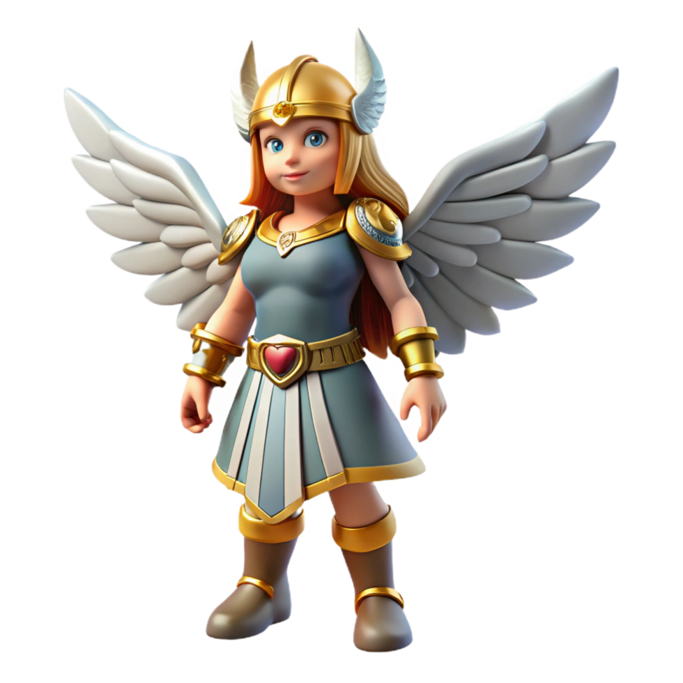 radiant industrial Valkyrie, Norse warrior maiden, winged, NO BACKGROUND with Transparent Background. gallery standard png