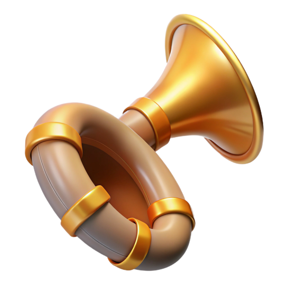 impressive baroque Gjallarhorn, Heimdall's horn, Norse mythology, NO BACKGROUND with Transparent Background. impeccable png