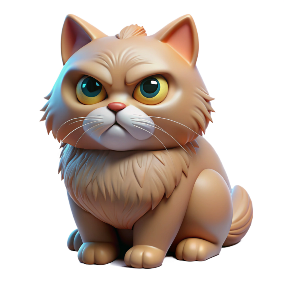 sumptuous exceptional A grumpy Persian cat with a fluffy face. NO BACKGROUND with Transparent Background. png