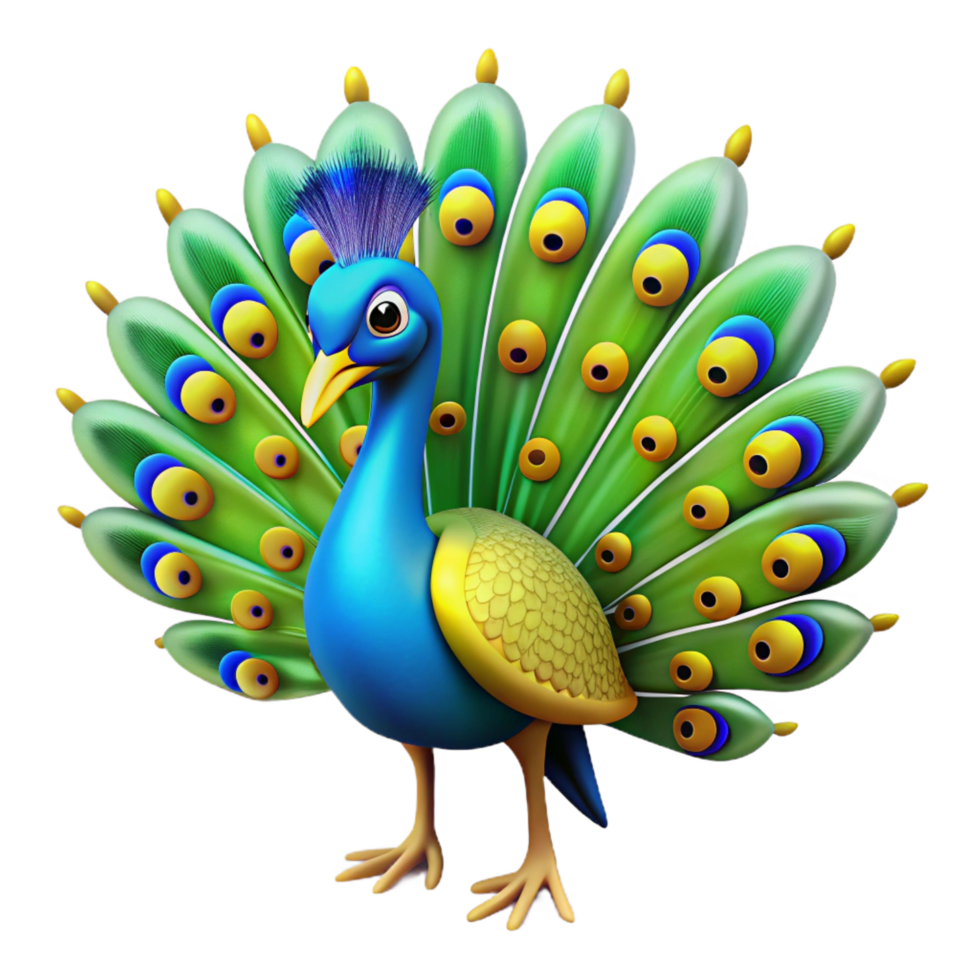 signature renaissance A colorful peacock displaying its feathers. NO BACKGROUND with Transparent Background. expertly shot png