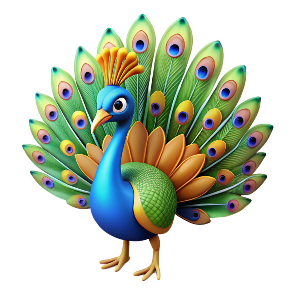 mesmerizing exceptional A colorful peacock displaying its feathers. NO BACKGROUND with Transparent Background. png