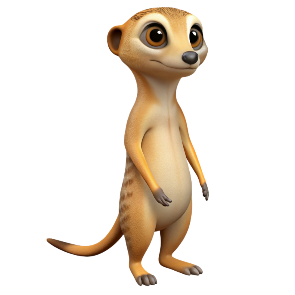 majestic exceptional A curious meerkat standing upright. NO BACKGROUND with Transparent Background. png
