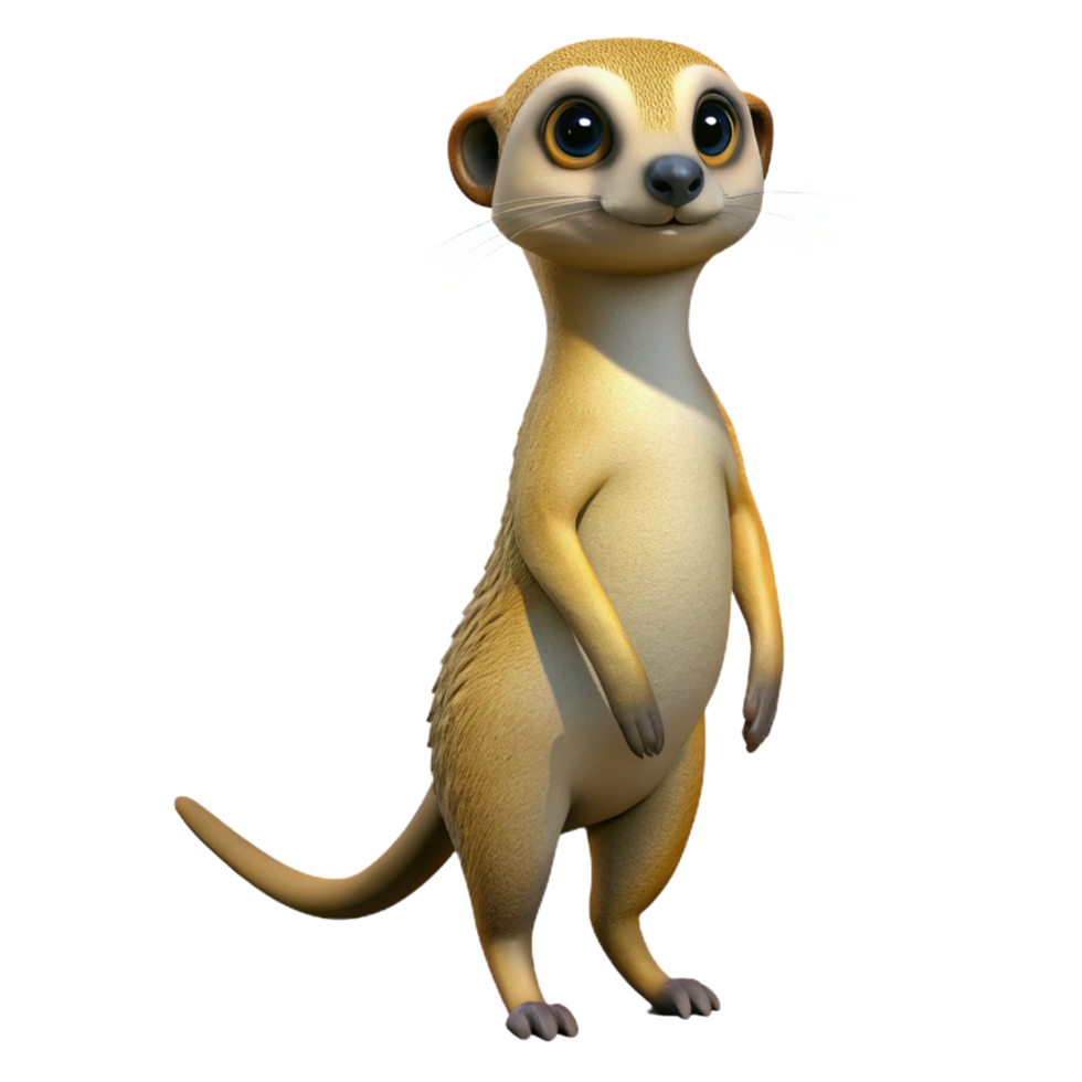 melancholic enchanting A curious meerkat standing upright. NO BACKGROUND with Transparent Background. premium png
