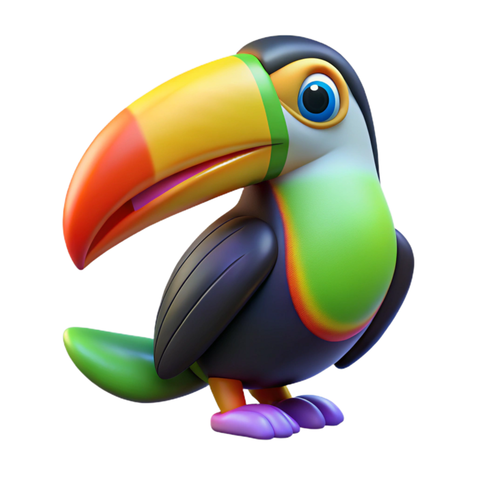 mesmerizing bohemian A colorful toucan with a large beak. NO BACKGROUND with Transparent Background. professional png