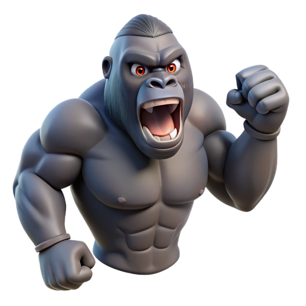 mesmerizing quintessential A powerful gorilla, beating its chest. NO BACKGROUND with Transparent Background. png