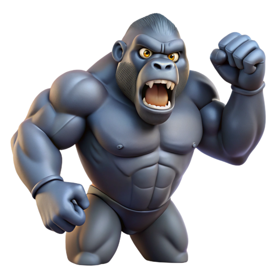 hypnotic dynamic victorian A powerful gorilla, beating its chest. NO BACKGROUND with Transparent Background. high quality png