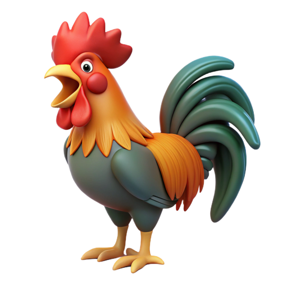 vibrant quintessential A rooster crowing. NO BACKGROUND with Transparent Background. png