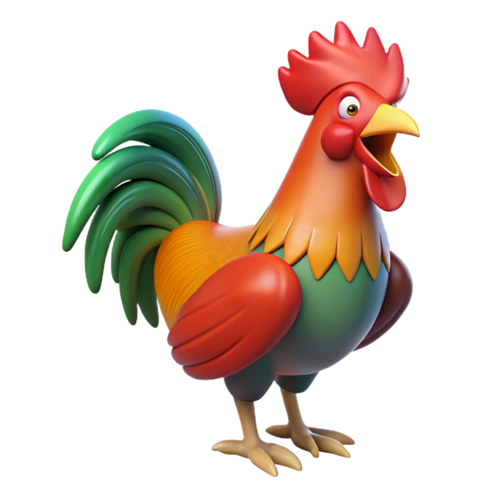 gorgeous surreal A rooster crowing. NO BACKGROUND with Transparent Background. exclusive png