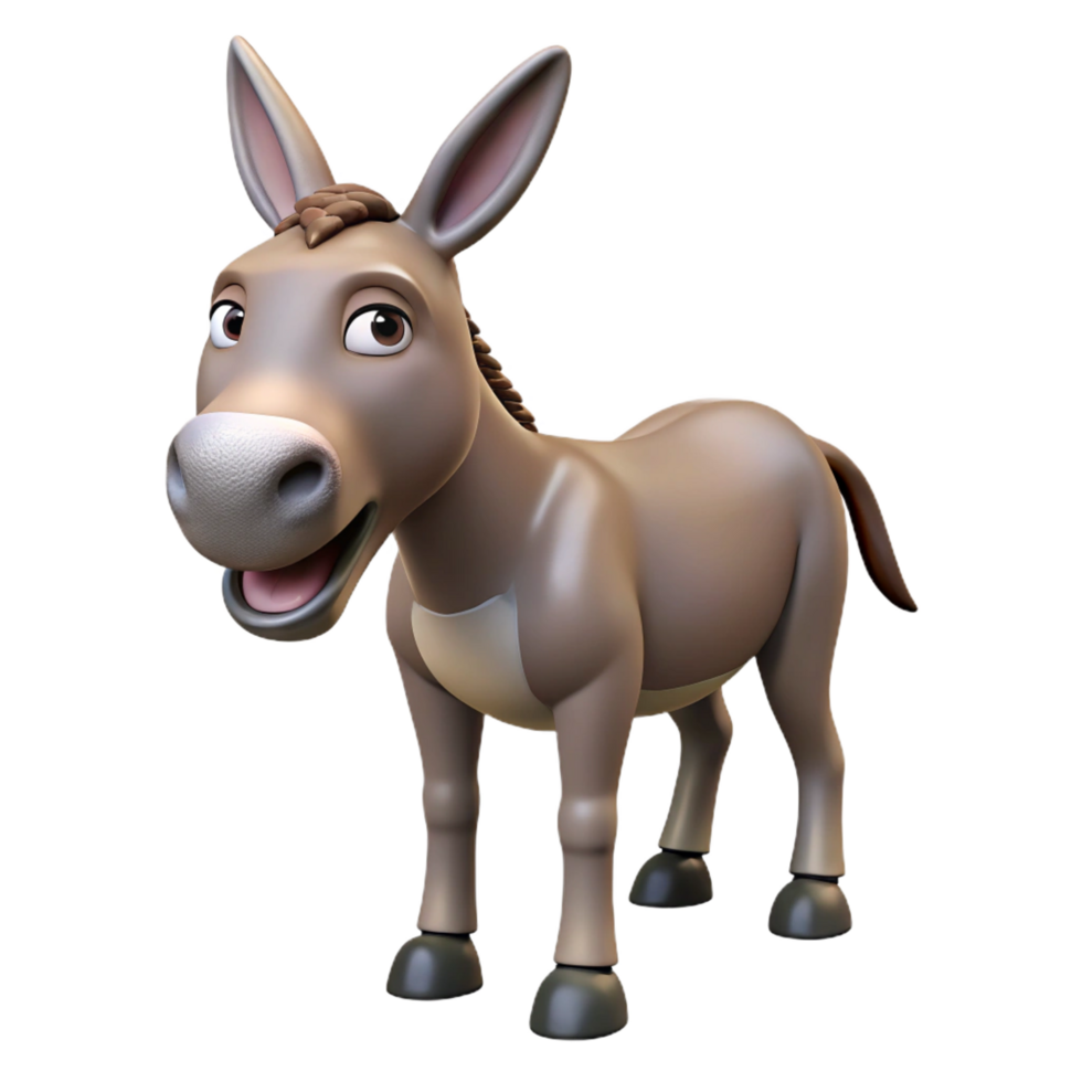 playful serene A donkey braying. NO BACKGROUND with Transparent Background. 8K png
