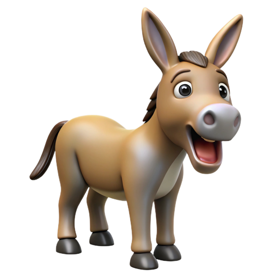 playful stunning A donkey braying. NO BACKGROUND with Transparent Background. artisan png