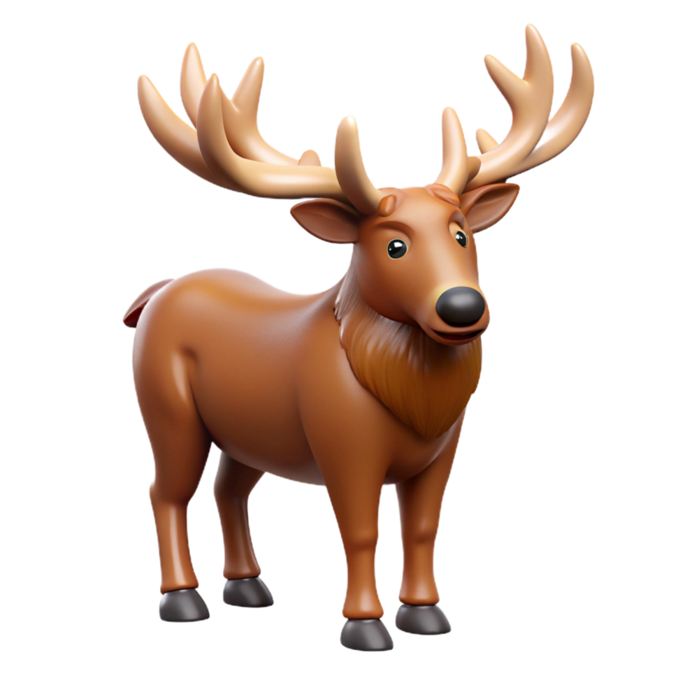 playful enchanting A moose with large antlers. NO BACKGROUND with Transparent Background. detailed png