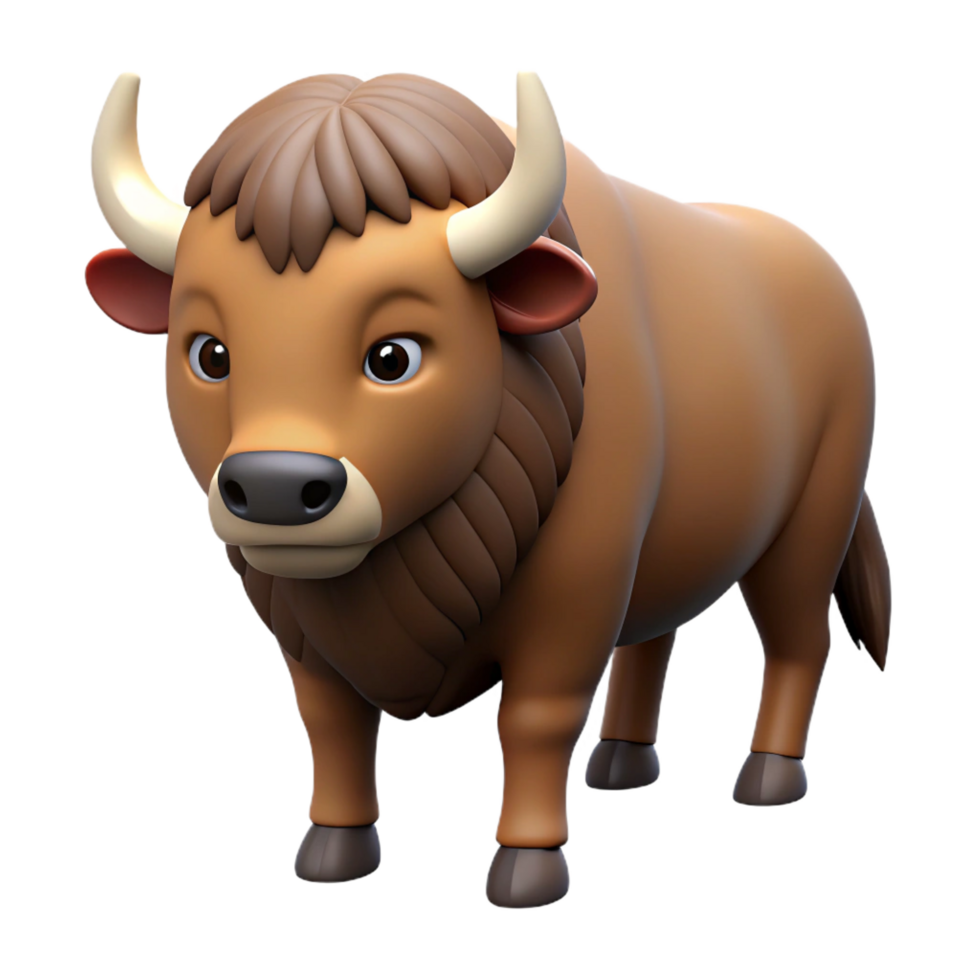 vibrant contemporary A bison, head lowered. NO BACKGROUND with Transparent Background. studio quality png
